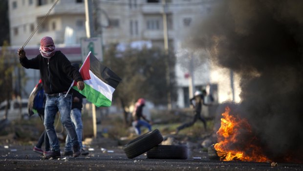 Israeli-Palestinian clashes in Ramallah on Sunday. 