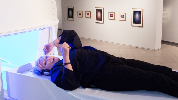 Deborra-Lee Furness, wife of Australian actor Hugh Jackman, visited the James Turrell: A retrospective at the National Gallery of Australia on Saturday evening.