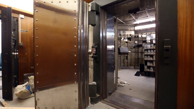 The reinforced steel door to the underground vault of the Hatton Garden Safe Deposit Company.