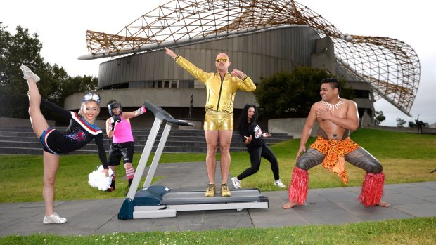 Performance artist Tristan Meecham will run a marathon outside the Arts Centre with other performers during a five-hour extravaganza.