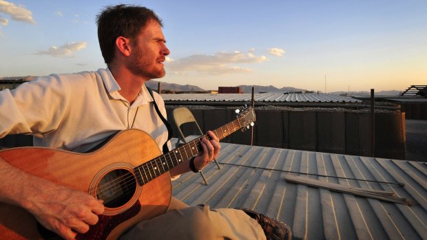 Afghan-based soldier/songwriter Fred Smith in Tarin Kowt, Afghanistan. 