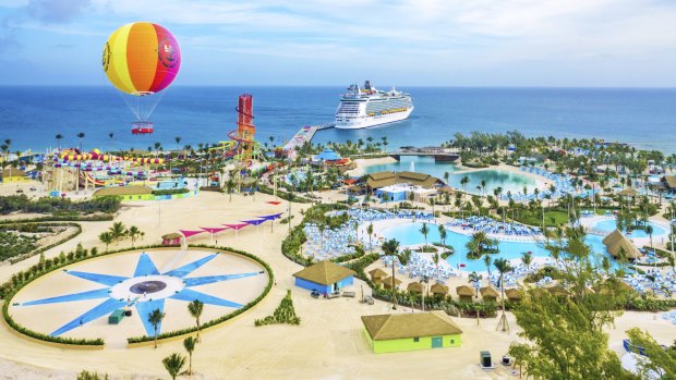 The 9000-capacity Bahaman-based CocoCay includes the largest wave pool in the Caribbean, 13 water slides and an almost 500-metre flying fox. Cruises through the Caribbean often visit twice in the same trip.
