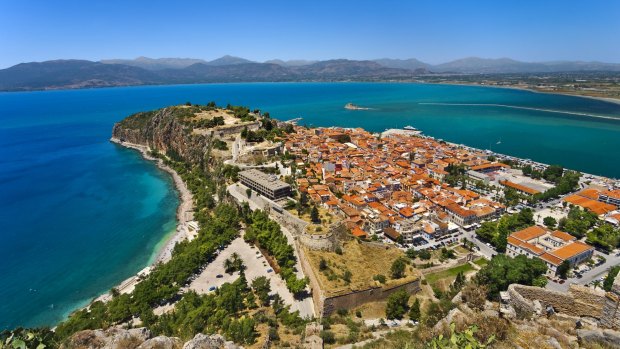 Ariel view over old town Nafplio.