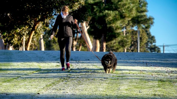 Frost could be seen on the grass in Keilor on Saturday morning.