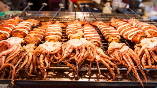Cooked squid, Shilin Night Market, Taipei.