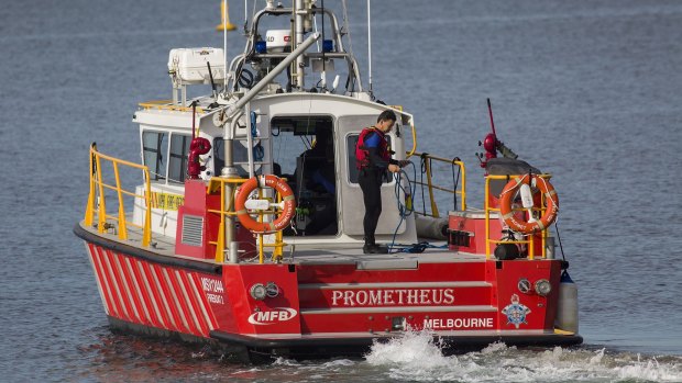 An MFB Fireboat at the site of the rescue.