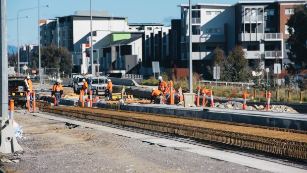 Work on the Gungahlin to Mitchell section of the track is currently concentrated at the intersection of Nullarbor Avenue and Flemington Road.
