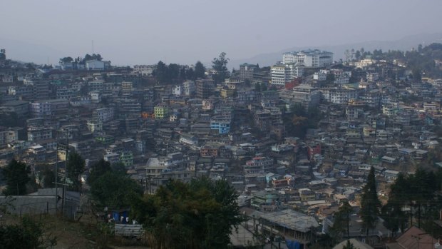Kohima, the capital of the Indian state of Nagaland. All-male tribal bodies were responsible for social unrest which saw the torching of government buildings and two deaths.
