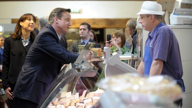 British Prime Minister David Cameron and his wife Samantha on a visit to Dumfries in Scotland.