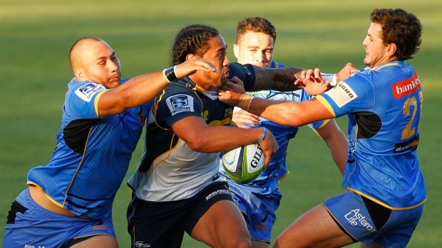 Joe Tomane takes on the Western Force defence.