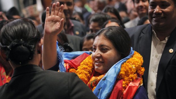 Nepalese president-elect Bidhya Devi Bhandari, of the Communist Party of Nepal Unified Marxist-Leninist, in Kathmandu on Wednesday.