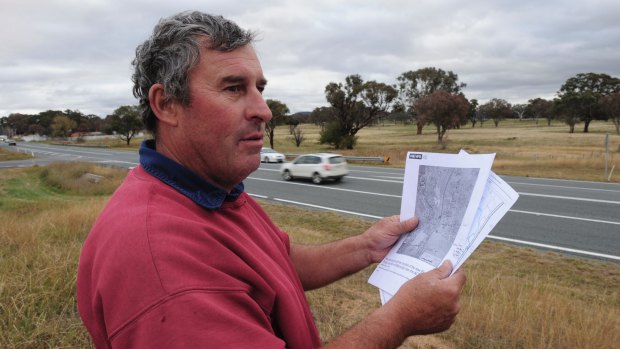 Williamsdale property owner Michael McDonald near his land next to the Monaro Highway which overlooks the proposed solar site.
photograph by Graham Tidy.
