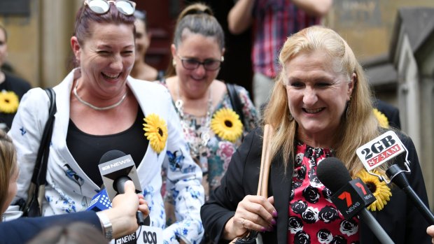 Jodie Fesus' sister Tracey Smith, and mother Gay Williams,  speak to the media outside the Supreme Court in Sydney on Tuesday. 