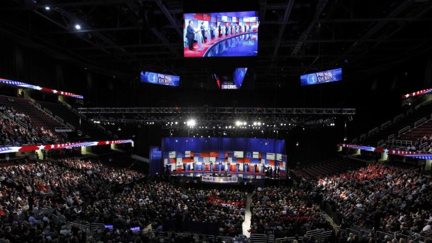 Republican 2016 presidential candidates on the stage.