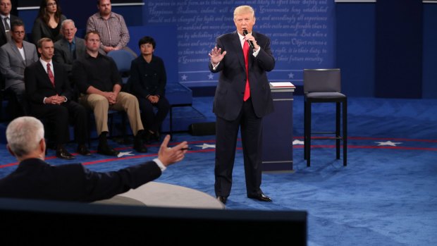 Donald Trump in action during the second debate.