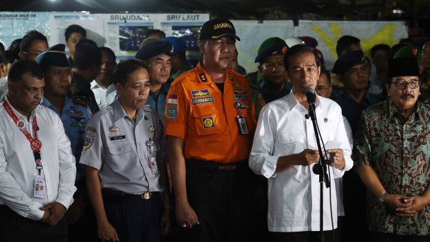 Indonesian President Joko Widodo addresses the media on Tuesday night.