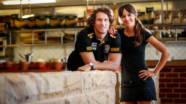 Arina Rodionova and her husband, Richmond footballer Tyrone Vickery. 