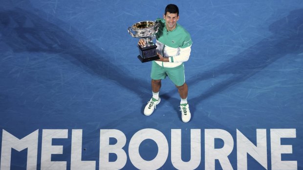 Novak Djokovic after winning last year's Australian Open.
