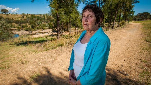 President of the Tuggeranong Community Council Glenys Patulny, at Pine Island where the Murrumbidgee River may be impacted by a new suburb on the wildlife corridor.