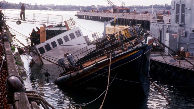 The Rainbow Warrior which was sunk in Auckland in 1985.