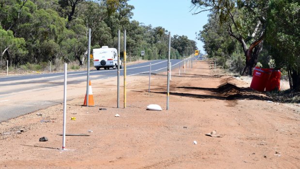 The scene of the crash on the Newell Highway about 20 kilometres north of Dubbo 