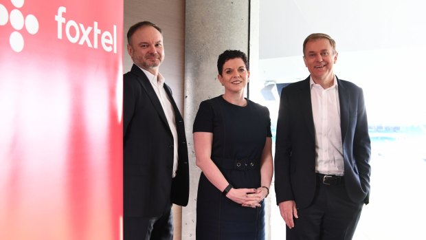 Foxtel's current management - Mark Buckman, Deanne Weir and chief executive Peter Tonagh.
