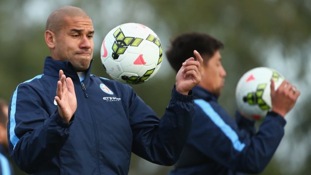 Patrick Kisnorbo of City at a training session.