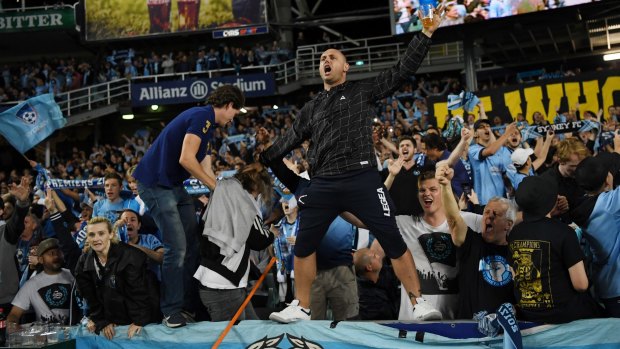 Core supporters: Sydney FC fans at Saturday night's derby against the Wanderers