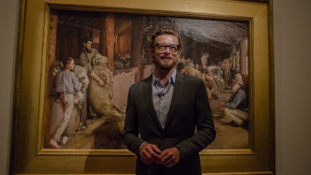 Actor Simon Baker at the The National Gallery of Australia's Tom Roberts exhibition.