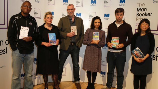 The Man Booker Prize shortlist writers: Paul Beatty; Deborah Levy (Hot Milk); Graeme Macrae Burnet (His Bloody Project); Ottessa Moshfegh (Eileen); David Szalay (All That Man Is); and Madeleine Thien (Do Not Say We Have Nothing).