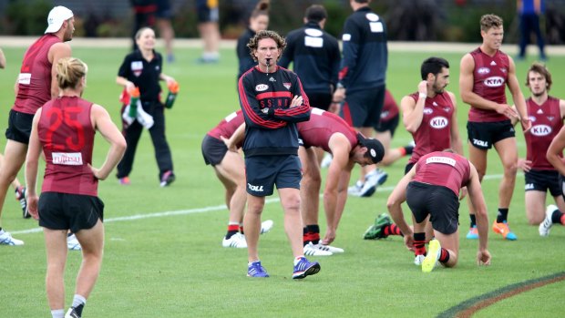 Essendon coach James Hird during the club's unofficial practice match against Williamstown on March 6. Williamstown returned to Tullamarine the next Friday.