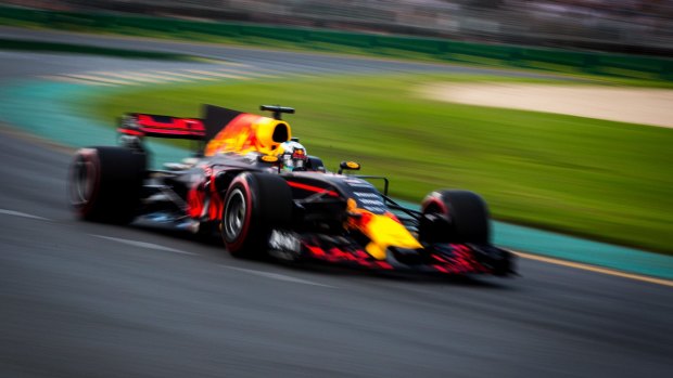 Action at the grand prix at Albert Park on Saturday.