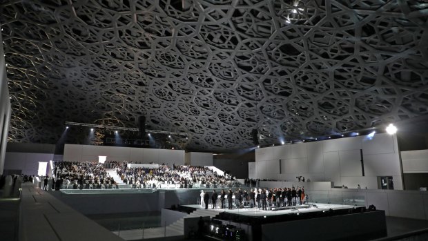 A general view of the Louvre Abu Dhabi Museum designed by French architect Jean Nouvel.
