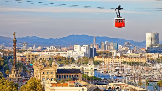 The aerial tramway links the historic Montjuic hill with the beach-fringed Barceloneta neighbourhood.