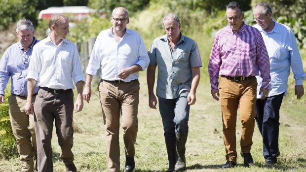 Luke Foley (centre left) spruiked Labor's proposed moratorium on CSG mining.