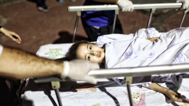 A wounded girl from the Ataturk Airport suicide bomb attack in June this year.