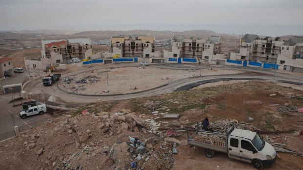 Construction of the Israeli settlement of Maale Adumim in the occupied West Bank.