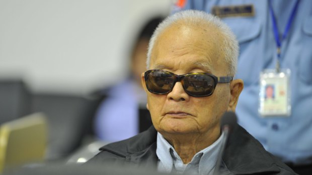 Former Khmer Rouge official Nuon Chea in the Extraordinary Chambers in the Courts of Cambodia.