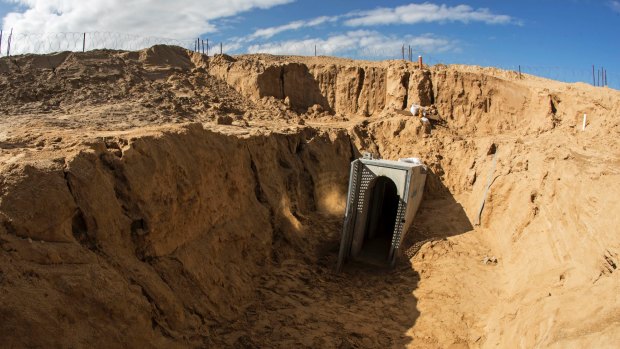 A clearing on the Israeli side of the Gaza border leads to the tunnel near the kibbutz of Kissufim.