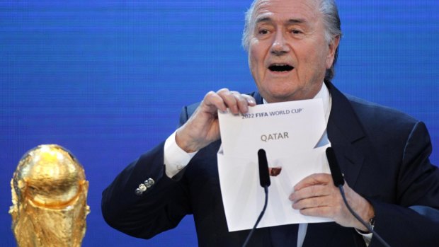 Centre of controversy: Sepp Blatter announcing the hosting rights for the 2022 World Cup in Zurich, 2010.