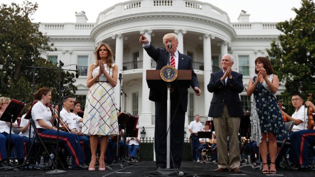 US President Donald Trump, centre,   at the Congressional Picnic on the South Lawn of the White House earlier this month.