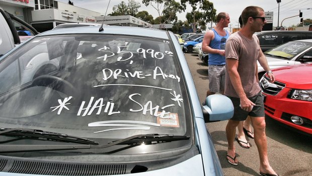 Shoppers have been warned to think before buying cars at "hail sales".