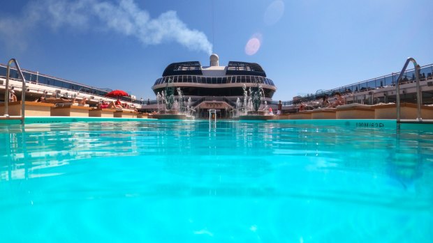 The swimming pool on board MSC Grandiosa.