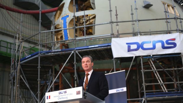 Christopher Pyne, Minister for Defence Industry at the DCNS shipyards in France.