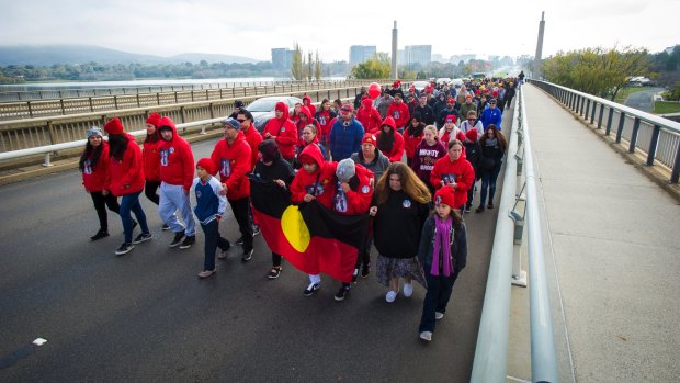 Steven Freeman's family led the National Sorry Day walk during Reconciliation Week in 2017.