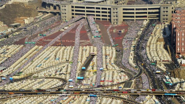 Hundreds of thousands of pilgrims at the Haj in Mecca in 2015.