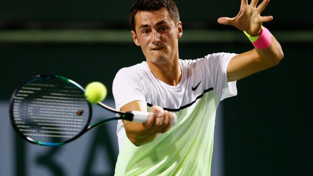 Bernard Tomic in action at Indian Wells in California in March.
