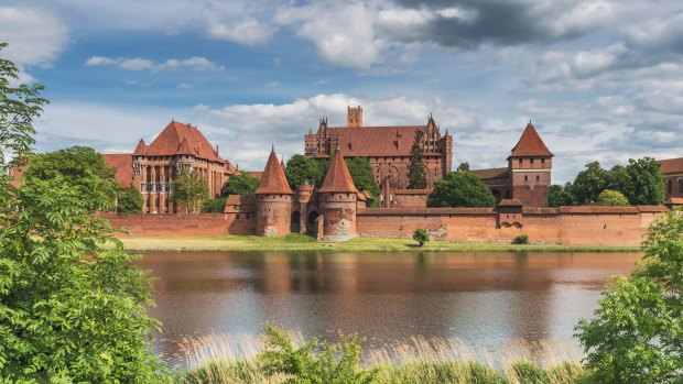 Castle of the Teutonic Order in Malbork, Poland on the river Nogat.