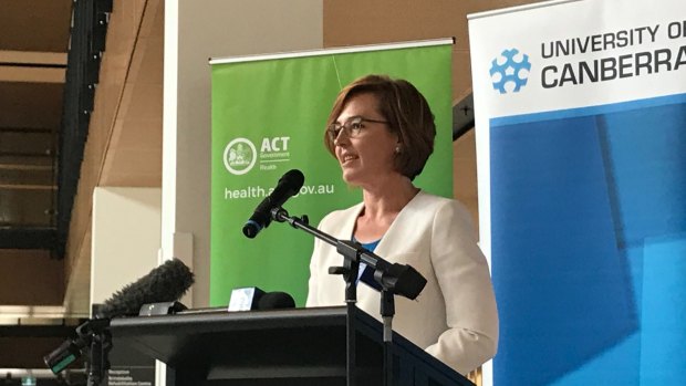 Minister for Health Meegan Fitzharris marking the end of construction at the  Canberra's new public rehabilitation hospital.