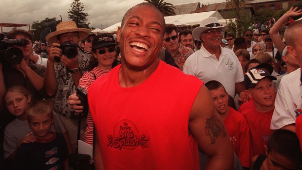 Flashback: Maurice Greene after winning the Botany Bay Gift in 1998.